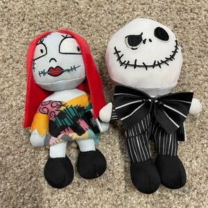Nightmare Before Christmas Halloween Jack Skellington & Sally Plush Cat Toy 2pc